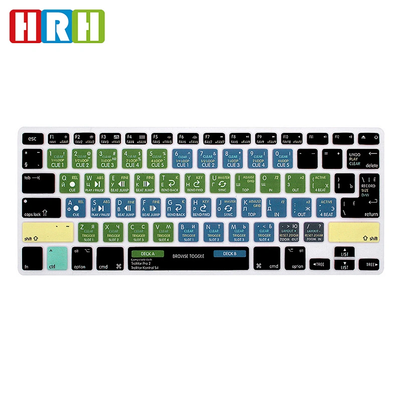 OEM traktor kontrol s4 shortcut keyboard covers Silicone Russian Keyboard laptop skin Dust Covers for macbook air keyboard skin
