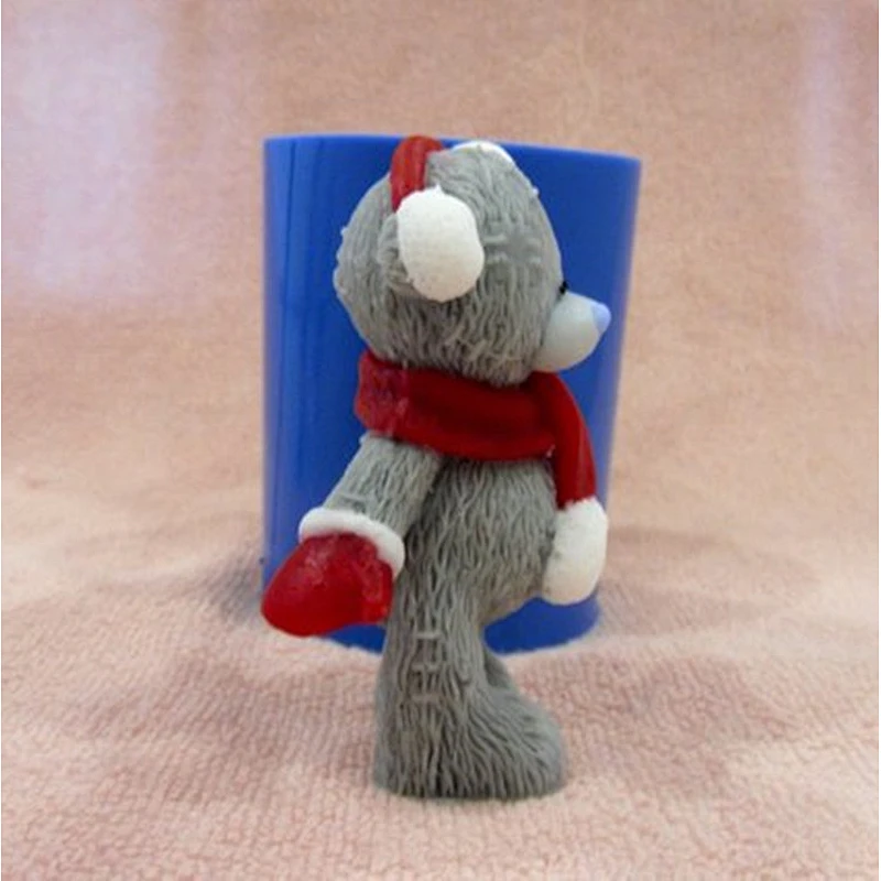 Teddy Soap mould  Bear wearing Scarf gloves silicone mold for soap and candles making Mould