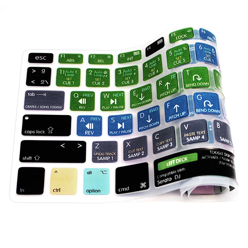 Unique Gift Ideas Durable Serato DJ shortcuts keyboard skin ODM Functional Silicone Keypad Covers For Mac computer and laptop