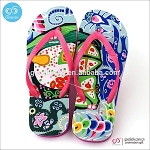 Promotional new design color printing men flip flops beach fashion slippers