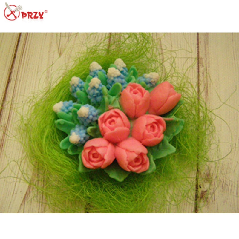 Creative tulips Soap mold forest flowers Candle moulds Tulips fondant cake mould handmade soap molds