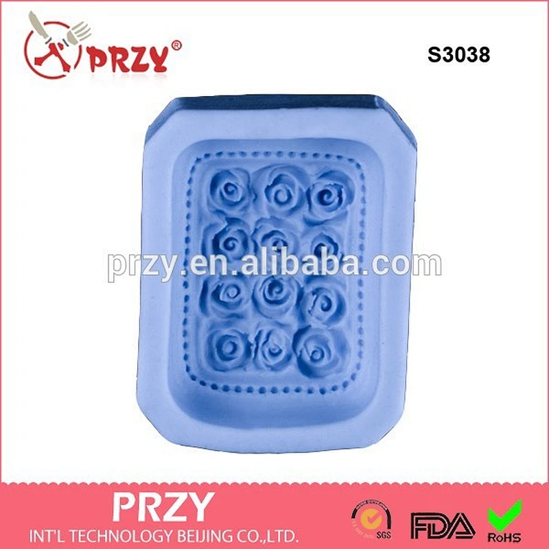 S3038 hot sale rose bar shaped silicone soap mold/handmade decorative molds