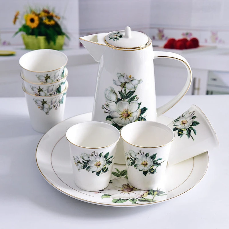 European creative bone china ceramic water set heat-resistant tea set wedding gift