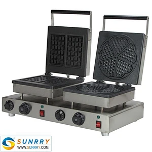 Automatic electric ceramic rectangle and heart waffle kiosk design maker