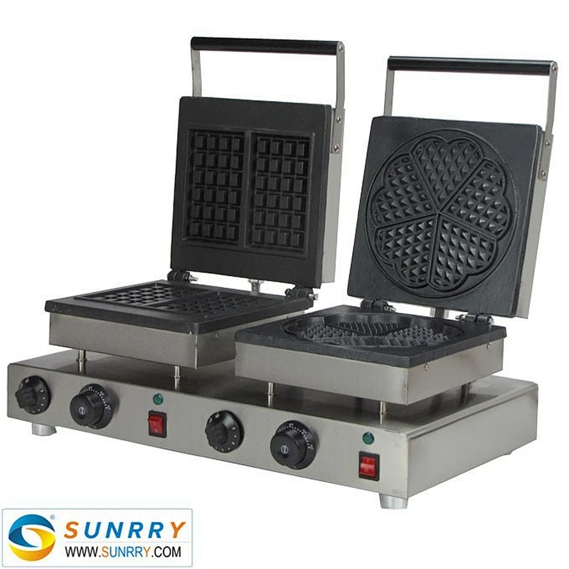 Automatic electric ceramic rectangle and heart waffle kiosk design maker