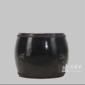 Chinese antique style solid wood drum stool/vintage wooden drum stool/wooden round drum stool