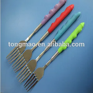 FDA free, Good quality!!! Telescopic extendable dinner long fork for joke cultery