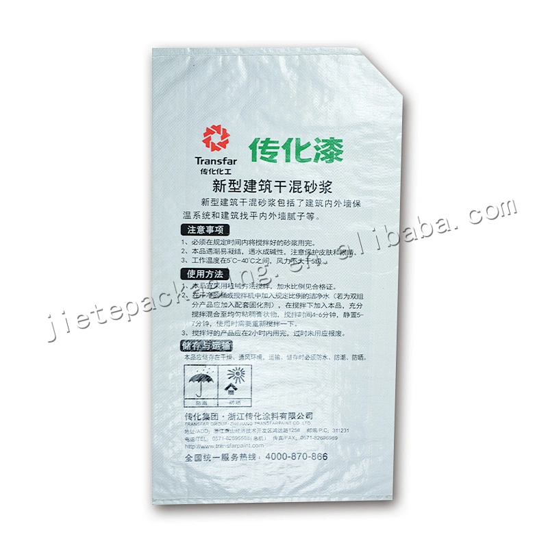 Moisture proof white plastic bopp laminated pp dry mortar bag for building sand, wall putty, cement,tile adhesive