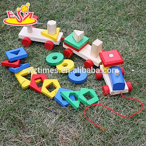 wholesale high quality children wooden pull car toy cheap baby wooden pull car toy W05C034