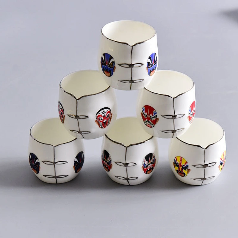 Traditional chinese pattern bone china cup porcelain 8pcs sets for tea drinking