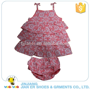 High quality floral print design tank dress baby little girls clothes suit