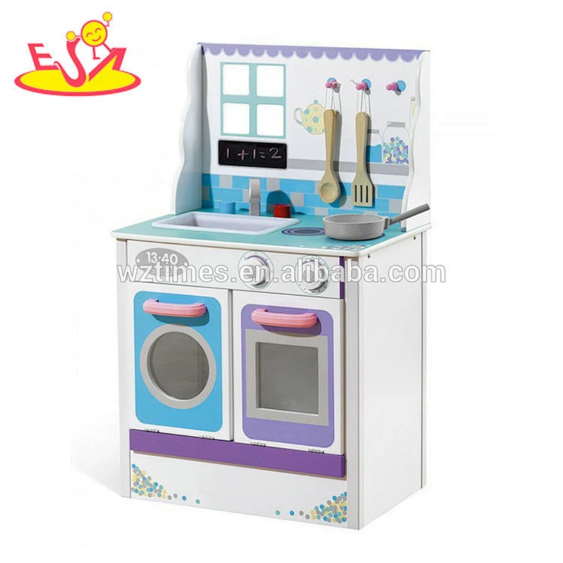 Wholesale high quality black white wooden cooking kitchen set toy W10C342