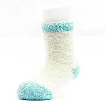 baby colorful double cuff pompoms thick cotton winter socks