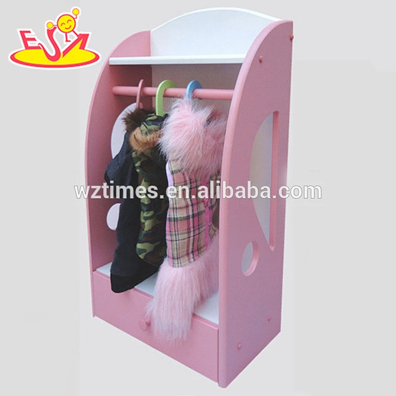 Wholesale cheap useful pink wooden pet wardrobe for storing pets' clothes W06F010A