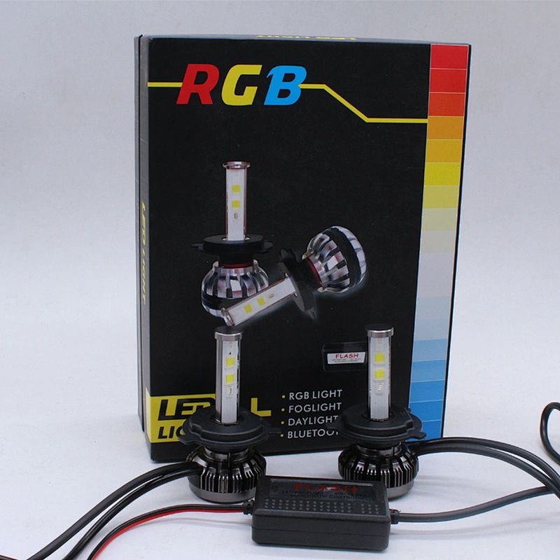 2018 RGB H7 Led Headlight Bulbs With Bluetooth Remote