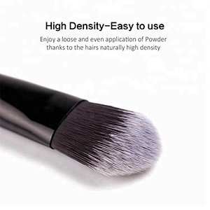 Black Contour Brush Foundation Brush Tapered Liquid Powder Cream Makeup Brush with Synthetic Bristles and Wooden Handle