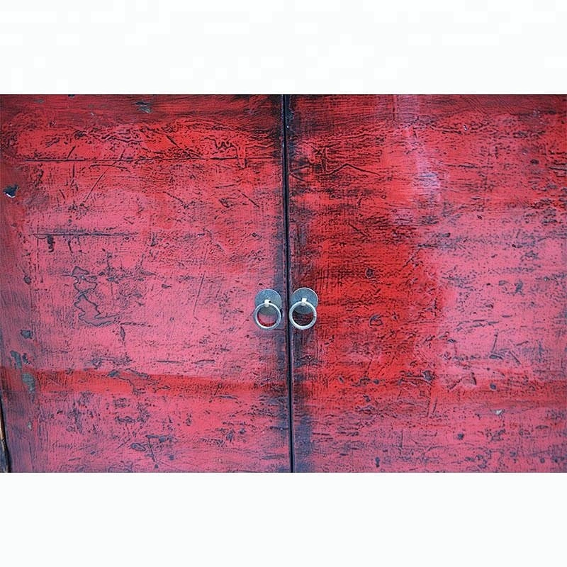 chinese lacquer antique rustic red storage living room furniture