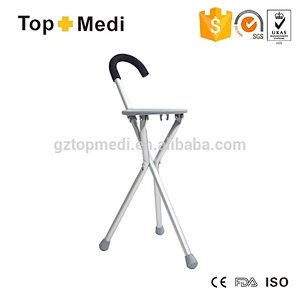 Topmedi HOT SALE Medical Health Equipment Easy Folding Lightweight Walking Stick with Chair