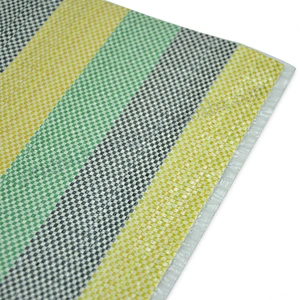 Durable using color strip pp woven shopping bag with D handle