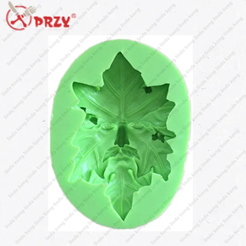 PRZY 3D Leaves soap Mold silicone man Face shaped green leaf Silicone soap molds