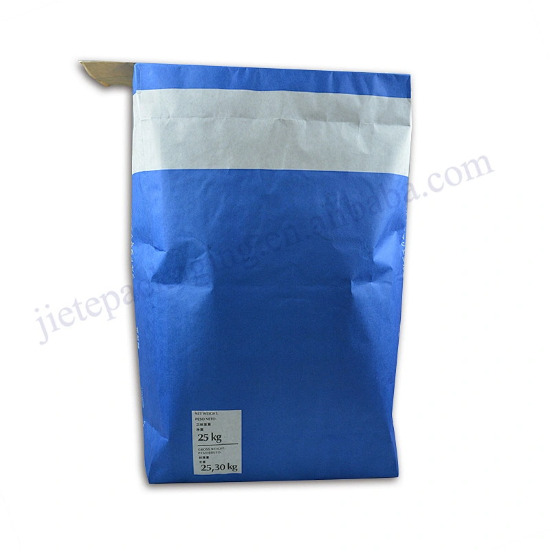 Factory sale 25kg square block bottom stand up kraft paper cement packing bag for chemical,mortar,tile adhesive,gypsum powder