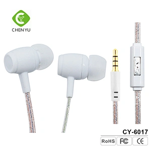 Guangzhou electronics oem white color cute style in ear earphone with mic