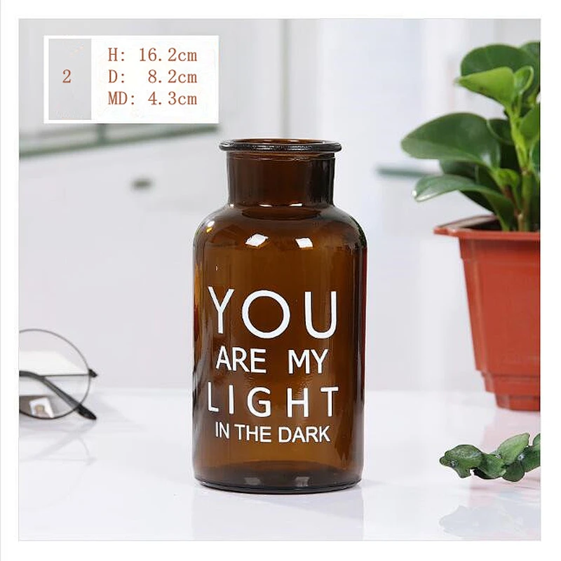 Creative brown glass vase/ Nordic Style Vintage glass flower vase for decoration