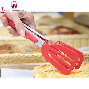 Food Grade Heat Resistant Stainless Steel Locking Silicon Spatula Tongs
