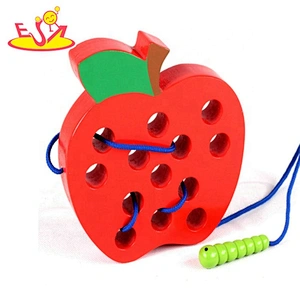 Hot sale threading activity wooden travel lacing game for children W11E094