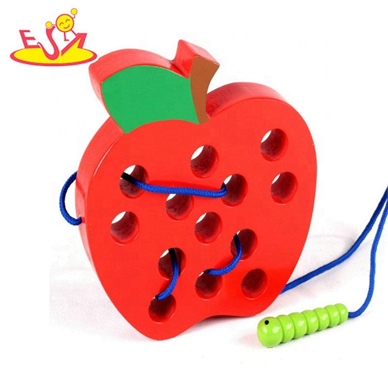 Hot sale threading activity wooden travel lacing game for children W11E094