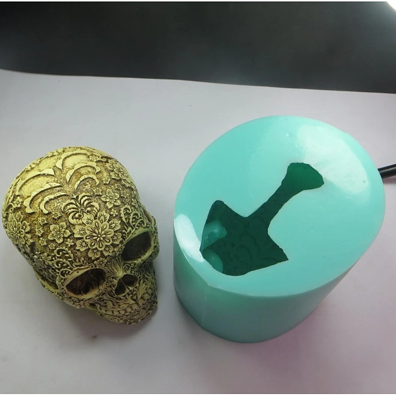 QT0006 Silicone Mold eyebrows with flowers skull Silicone Soap Mold 3d Handmade Candle Mold Food Grade Silicone mould