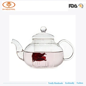 800ml handmade flower glass tea pot with FAD coffee glass kettle with easy carry