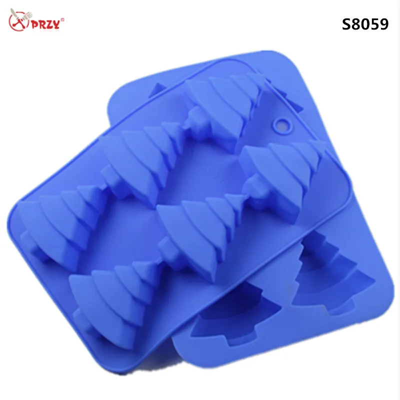 6 cavity Silicone Jelly mold Christmas Tree Shape Cake Mould 3D silicone Christmas Soap Molds