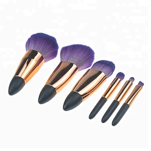 Wholesale 6pcs beauty makeup brushes soft purple hair portable foundation makeup brush sets