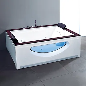 Wooden Edge Spa Corner Acrylic Whirlpool Massage Bathtub Controller