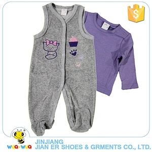 Wholesale boutique children long sleeve top and romper knitted outfit clothing set