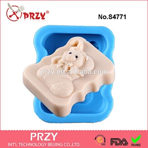 S4771 Silicone DIY Gift Christmas Stocking Socks Shape Cartoon Bear Soap Molds