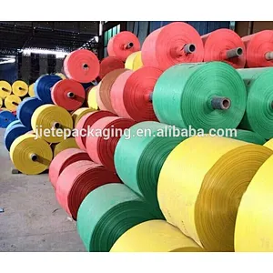 cheap white pp woven bag tubular roll, bale wrap fabric in roll