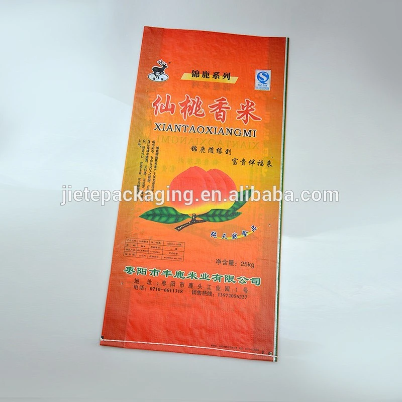 Reusable laminated and printed transparent woven pp polypropylene rice bag 25kg