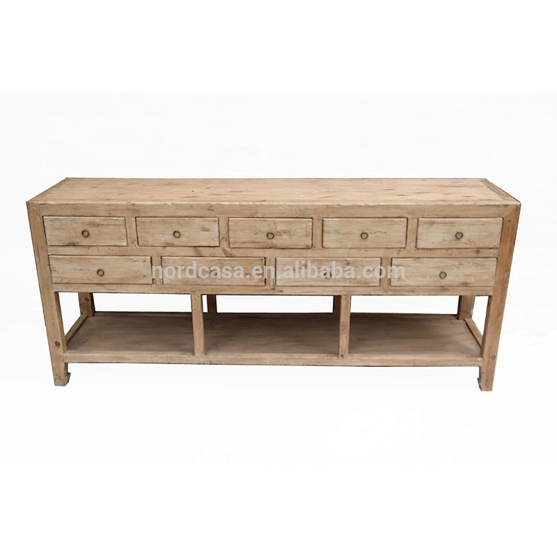 Natural wood nine drawer antique cabinet old table chinese antique furniture Beijing of antique furniture buffet cabinet