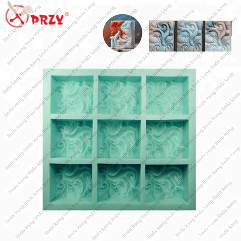 PRZY 9 Cavities Soap Molds big Wave shape handmade soap silicone molds
