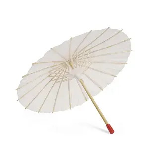 China OEM design beautiful hollow-out wood handle custom white Paper Parasol chinese umbrella for baby