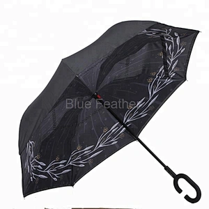 Inside full printed umbrella Reverse Umbrella Bright colored umbrella