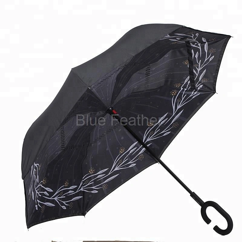 Inside full printed umbrella Reverse Umbrella Bright colored umbrella