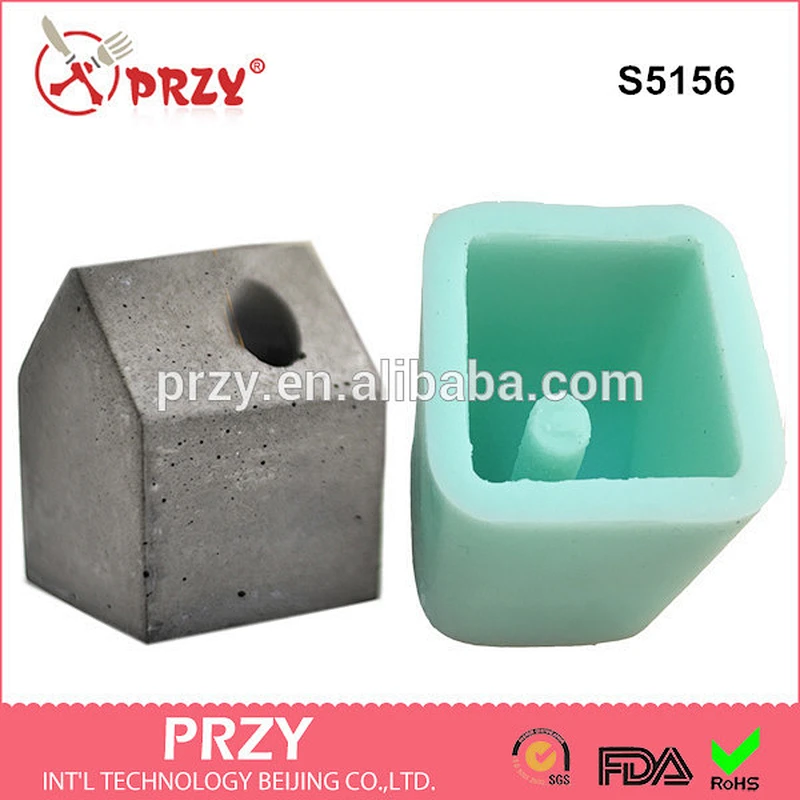 S5156 house shape pen holder silicone molds silicone concrete mold cement mold