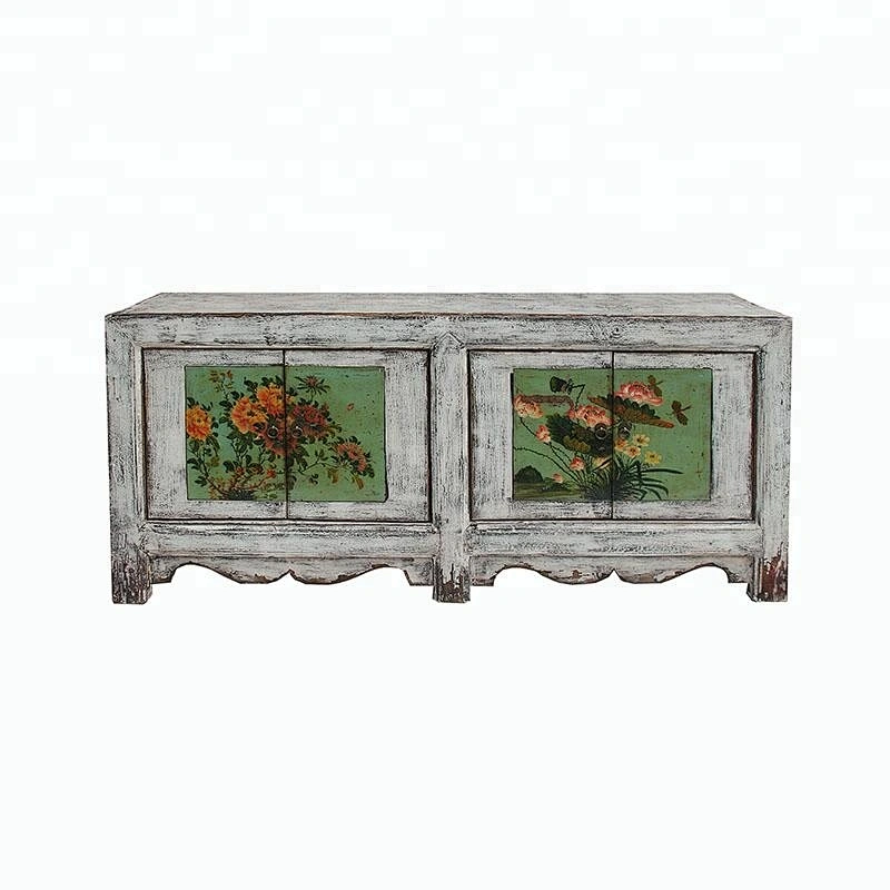 chinese antique reproduction lacquer oriental painted storage furniture