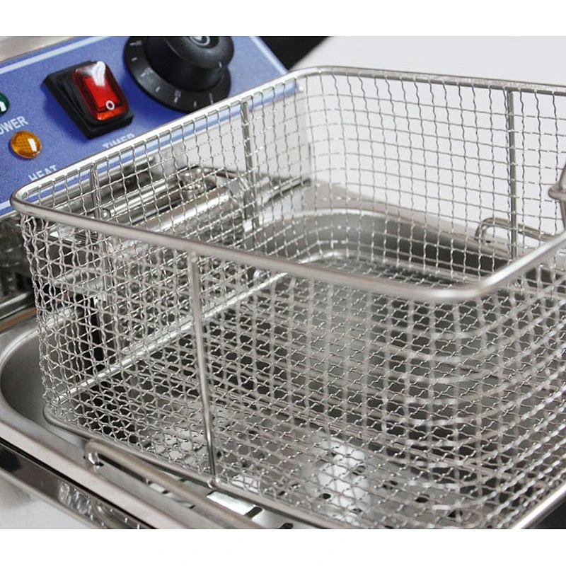 Counter Top Rectangular 2 Tank and 2 Basket Commercial Electric Deep Fryer Machine with Oil Faucet and CE Certificate