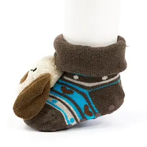 Autumn Winter wholesale kids manufacturers Newborn non slip floor lovely cartoon cat bear coral velvet Baby shoe Socks