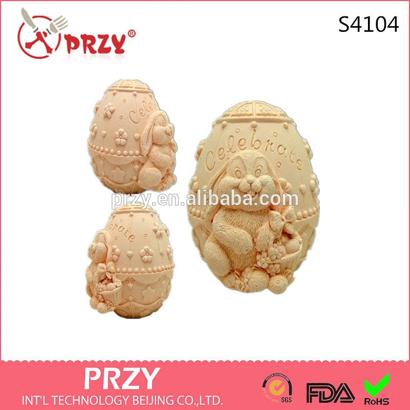 S4104 PRZY 3D Silicone Candle Mold Bunny Faberge Easter egg silicone soap mold