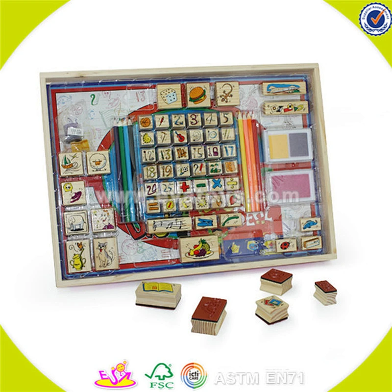 wholesale educational baby wooden stamp toy fashion kids wooden stamp toy most popular baby toy W03A014